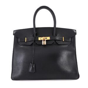 Hermes Hermès Birkin 35 Evercalf Black Handbag with 〇X Stamp, Made in 1994, ...